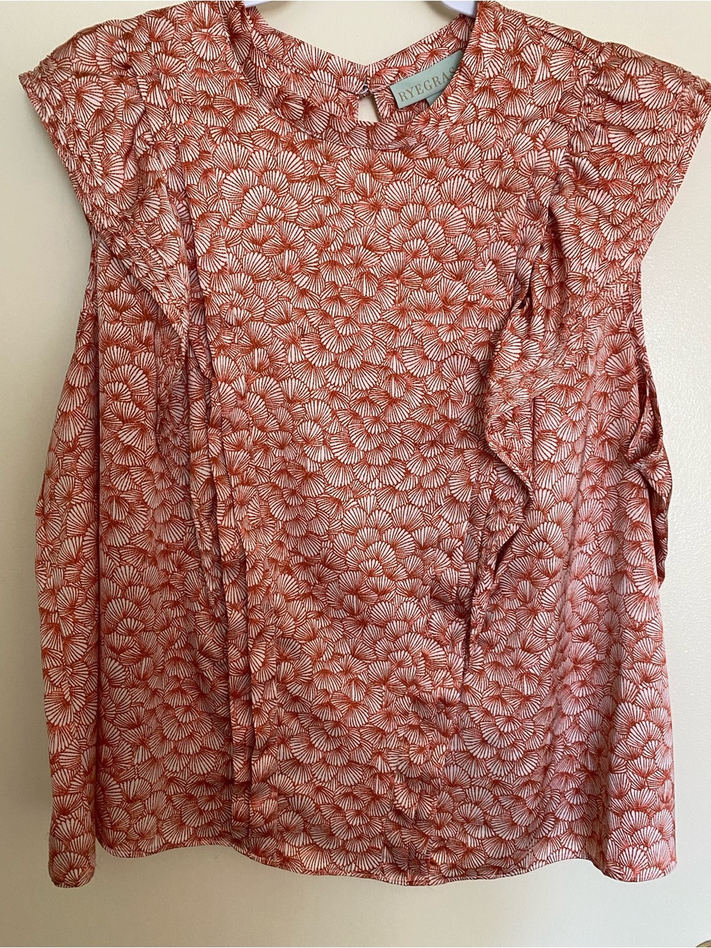 Rye Gray Rust Floral Cap-Sleeve Blouse